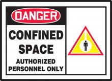 Accuform LCSP001VSP - Safety Label, DANGER CONFINED SPACE AUTHORIZED PERSONNEL ONLY, Adhesive Vinyl, 5/pk