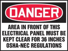 Accuform LELC002VSP - Safety Label, DANGER AREA IN FRONT OF THIS ELECTRICAL..., 3 1/2" x 5", Adhesive Vinyl, 5/pk