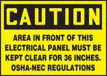 Accuform LELC601VSP - Safety Label, CAUTION AREA IN FRONT OF THIS ELECTRICAL..., 3 1/2" x 5", Adhesive Vinyl, 5/pk