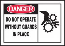 Accuform LEQM019VSP - Safety Label, DANGER DO NOT OPERATE WITHOUT GUARDSâ€¦, 3 1/2" x 5", Adhesive Vinyl, 5/pk