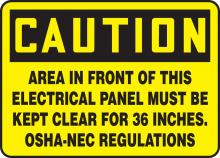 Accuform MELC639VS - Safety Sign, CAUTION AREA IN FRONT OF THIS ELECTRICAL..., 7" x 10", Adhesive Vinyl