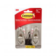 3M 7100198749 - Command® Decorative Hooks FC12-BN-2EF, Brushed Nickel, Medium, 2 Hooks/4 Strips/Value Pack