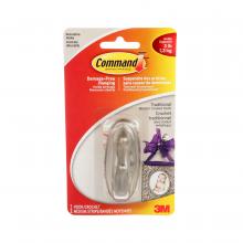 3M 7000122899 - Command™ Traditional Hook 17051BN-C, Medium, Brushed Nickel, 3 lb (1.4 kg), 1 Hook, 2 Strips