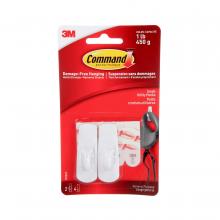 3M 7000122981 - Command™ Utility Hooks 17002C, Small, White, 1 lb (0.5 kg), 2 Hooks, 4 Strips