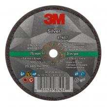 3M 7100138406 - 3M™ Silver Cut-Off Wheel, 87457, T1, black, 3 in x 0.04 in x 1/4"-28 (7.62 cm x 1.02 mm)