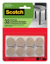 3M 7100142716 - Scotch™ Round Felt Pads SP802-NA, Beige, 1 in (2.54 cm), 32/Pack