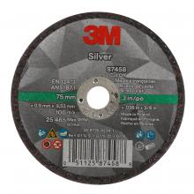 3M 7100139208 - 3M™ Silver Cut-Off Wheel, 87458, T1, black, 3 in x 0.04 in x 3/8"-24 (7.62 cm x 1.02 mm)