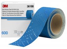 3M 7100091348 - 3M™ Hookit™ Blue Abrasive Sheet Roll, 321U, 36198, 600, 2-3/4 in x 13 yd (69.85 mm x 11.88 m)