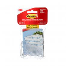 3M 7000124602 - Command® Clear Hooks 17091CLRC-VP, Medium, 2 lb (0.9 kg), 6 Hooks, 12 Clear Strips, Value Pack