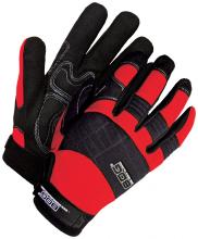 Bob Dale Gloves & Imports Ltd 20-1-10605R-L - Mechanics Glove Synthetic Leather Anti-Vib Gel Palm Red