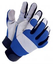 Bob Dale Gloves & Imports Ltd 20-1-1200-L - Mechanics Glove Split Leather Palm Blue/Grey