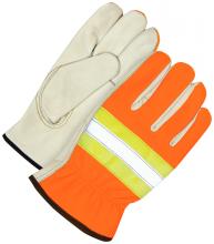 Bob Dale Gloves & Imports Ltd 20-1-1582-L - Grain Cowhide Driver Hi-Viz Spandex Back Orange
