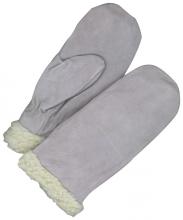 Bob Dale Gloves & Imports Ltd 50-9-1549PL - Split Leather Mitt Lined Pile Pearl Grey