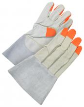 Bob Dale Gloves & Imports Ltd 60-1-1275-L - Grain Cowhide Utility Glove Gauntlet Hi-Viz Fingertips