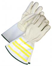 Bob Dale Gloves & Imports Ltd 60-1-1280-L - Water Repellent Grain Cowhide Utility Glove Hi-Viz Gauntlet