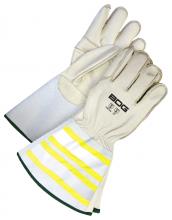 Bob Dale Gloves & Imports Ltd 60-1-1280KV-L - Grain Cowhide Utility Glove Hi-Viz Gauntlet w/ Kevlar Lining