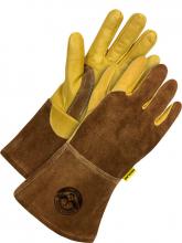 Bob Dale Gloves & Imports Ltd 60-1-1818KV-L - Gander Brand Gold Grain/Brown Split Cowhide Kevlar Lined