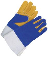 Bob Dale Gloves & Imports Ltd 60-1-887-L - Welding Glove Split Leather Gauntlet Kevlar Sewn Blue/Gold