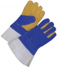 Bob Dale Gloves & Imports Ltd 60-9-887-7 - Welding Glove Split Leather Gauntlet Fully Lined Blue/Gold