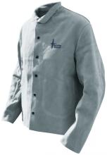 Bob Dale Gloves & Imports Ltd 64-1-40P-L - Welding Jacket Grey Split Cowhide Banox FR Canvas Back