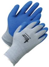Bob Dale Gloves & Imports Ltd 99-1-275BP-10 - Seamless Knit Grey Poly-Cotton Blue Crinkle Latex Palm