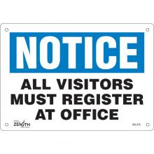 Zenith Safety Products SGL378 - "All Visitors Must Register" Sign