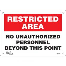 Zenith Safety Products SGL445 - "No Unauthorized Personnel" Sign
