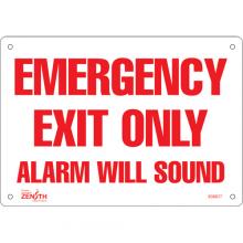 Zenith Safety Products SGM077 - "Emergency Exit Only" Sign