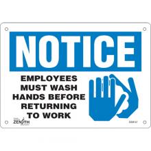 Zenith Safety Products SGM147 - "Employees Must Wash Hands" Sign