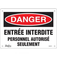 Zenith Safety Products SGM270 - "Personnel Autorisé Seulement" Sign