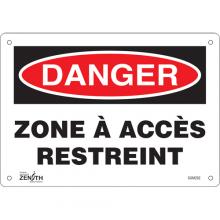 Zenith Safety Products SGM282 - "Zone à Accès Restreint" Sign