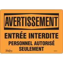 Zenith Safety Products SGM287 - "Personnel Autorisé Seulement" Sign