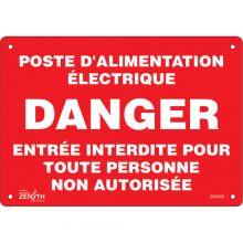 Zenith Safety Products SGM408 - "Poste D'Alimentation Électrique" Sign
