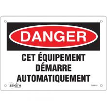 Zenith Safety Products SGM453 - "Équipement Démarre Automatiquement" Sign