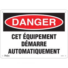 Zenith Safety Products SGM456 - "Équipement Démarre Automatiquement" Sign