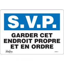 Zenith Safety Products SGM517 - "Garder cet Endroit Propre" Sign