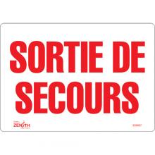 Zenith Safety Products SGM607 - "Sortie De Secours" Sign