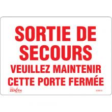 Zenith Safety Products SGM619 - "Sortie De Secours" Sign