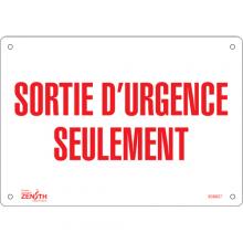 Zenith Safety Products SGM627 - "Sortie D'Urgence" Sign