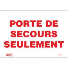 Zenith Safety Products SGM661 - "Porte De Secours" Sign