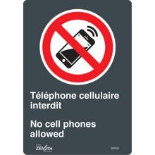 Zenith Safety Products SGP392 - "Téléphone cellulaire interdit /No Cell Phones" Sign