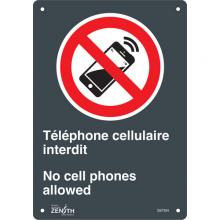 Zenith Safety Products SGP394 - "Téléphone cellulaire interdit /No Cell Phones" Sign