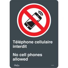 Zenith Safety Products SGP395 - "Téléphone cellulaire interdit /No Cell Phones" Sign