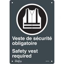 Zenith Safety Products SGP402 - "Port du dossard obligatoire/Safety Vest Required" Sign
