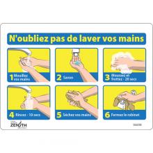 Zenith Safety Products SGU293 - "N'oubliez pas de laver vos mains" Sign