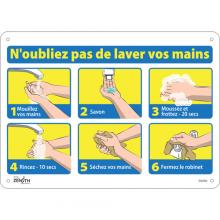 Zenith Safety Products SGU300 - "N'oubliez pas de laver vos mains" Sign