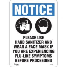 Zenith Safety Products SGU363 - "Please Use Hand Sanitizer and Face Mask" Sign