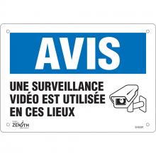 Zenith Safety Products SHG591 - SIGN 7"X10" AVIS SURVEILLANCE VIDEO UTULISEE,PL