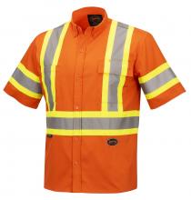Pioneer V2120350-2XL - Hi-Viz Short Sleeved Cotton Safety Shirt - Hi-Viz Orange - 2XL