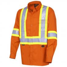 Pioneer V2120510-3XL - Ultra Cool Hi-Viz Cotton Long-Sleeved Safety Shirt - Cotton Twill - Orange - 3XL